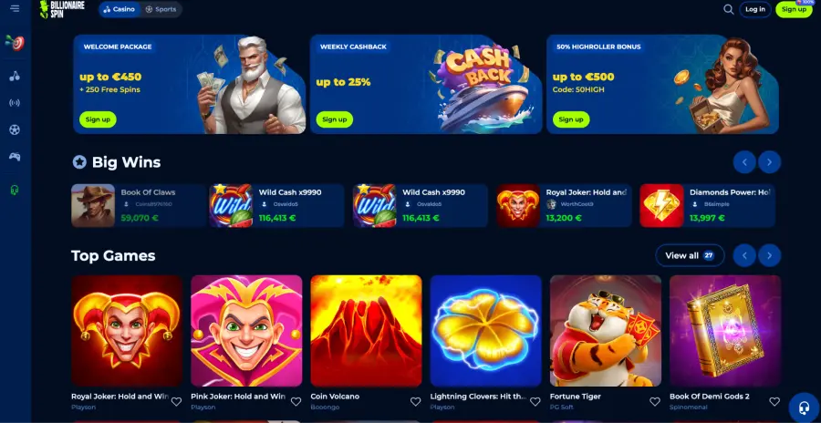 Billionaire spin casino